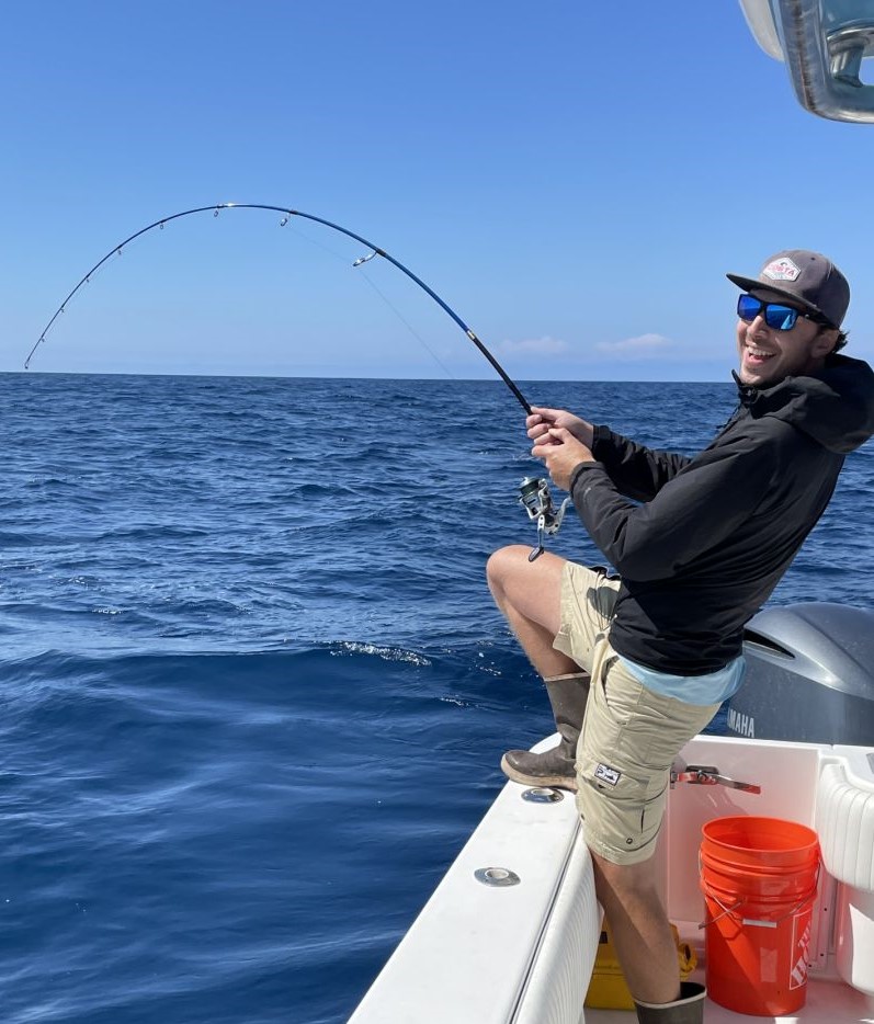 Two people fishing in California