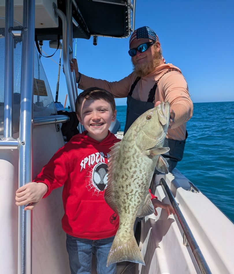 Gag grouper catch on fishing charter boat in Clearwater FL waters