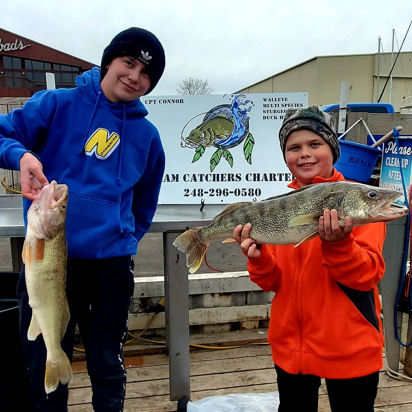 Two anglers fishing in Harrison Charter Township
