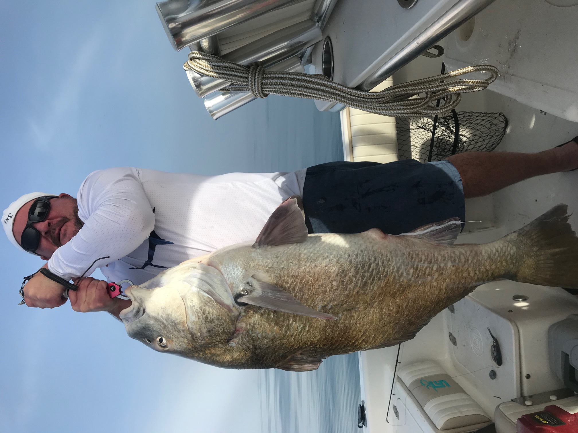 Large black drum fish caught while fishing in New Smyrna Beach FL