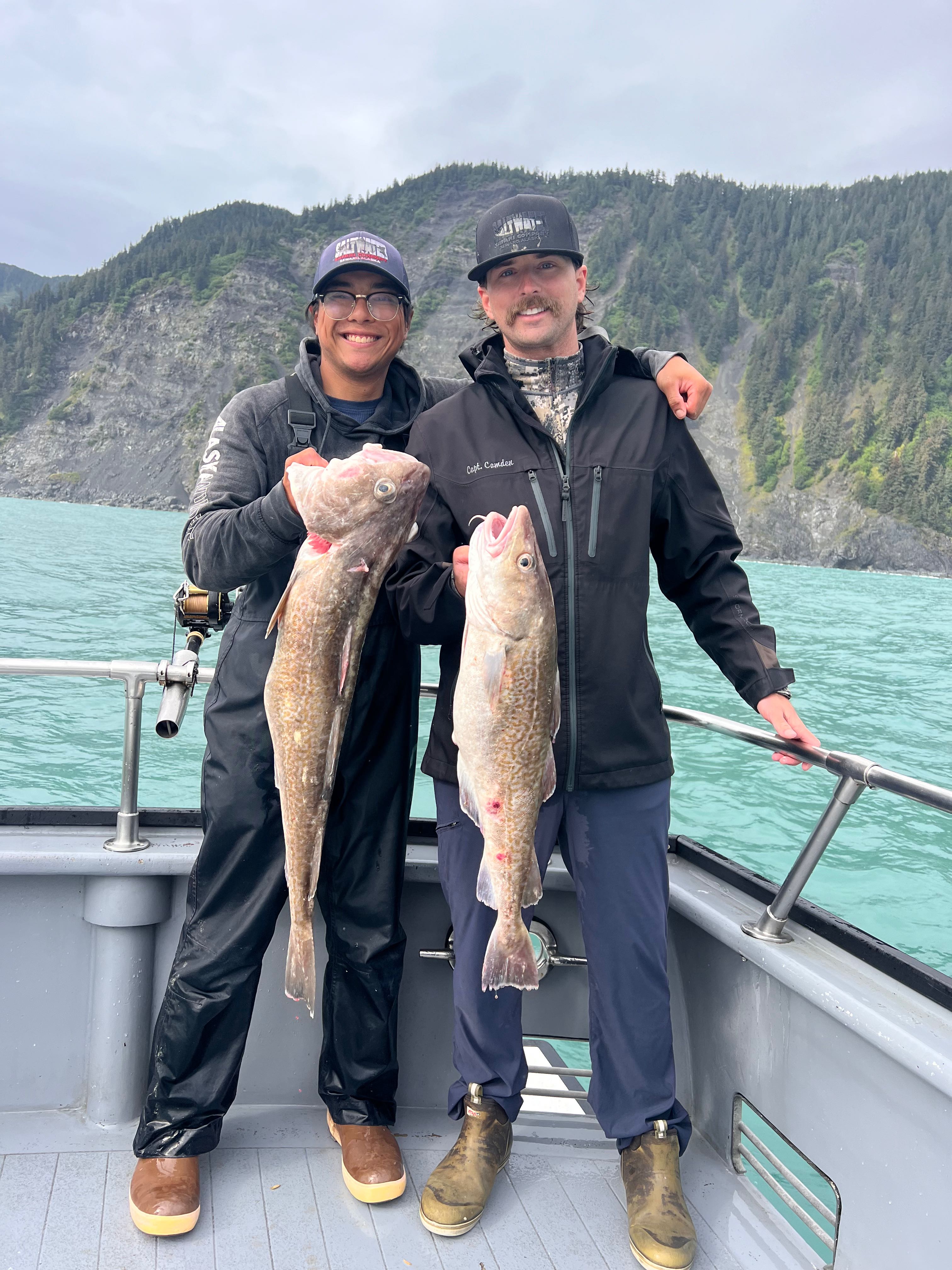 Two anglers with their catch in Seward