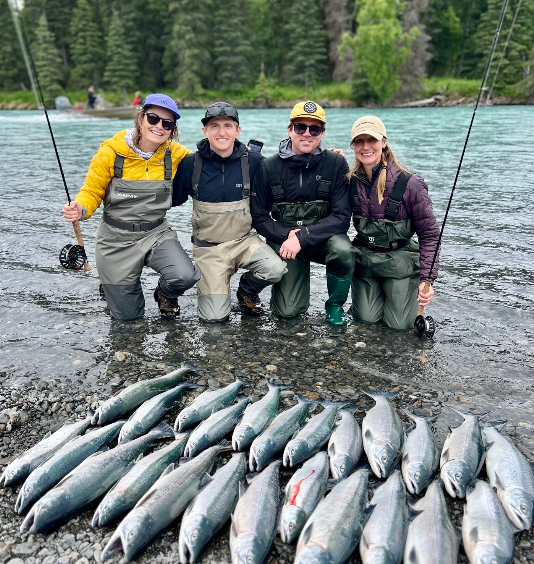 Six fishing rods in the water at Cohoe