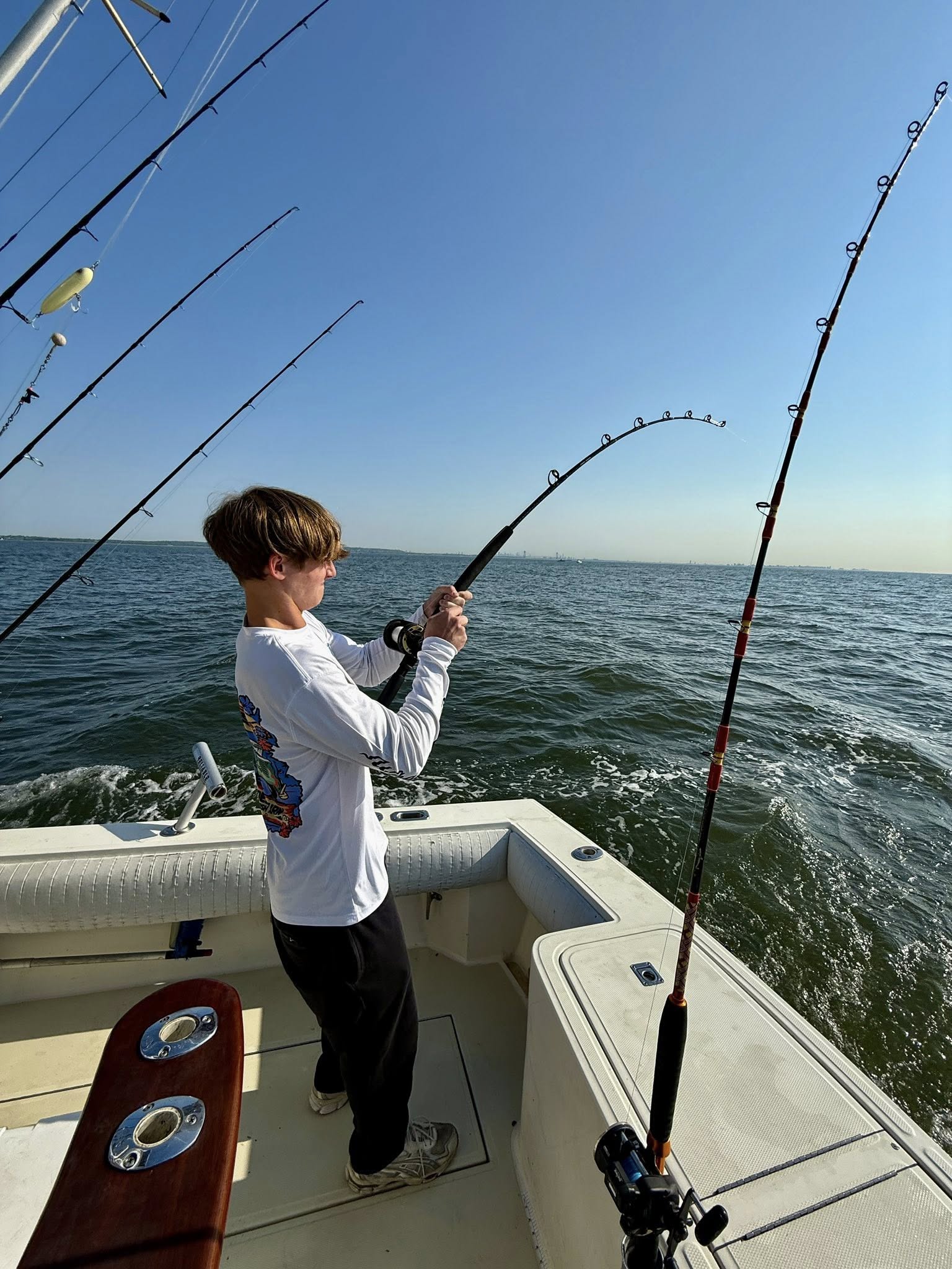 Full day shark fishing charter boat departing Keyport NJ waters for thresher shark angling