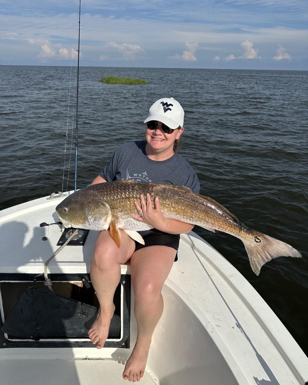 Large redfish caught while fishing in Wanchese NC waters from boat