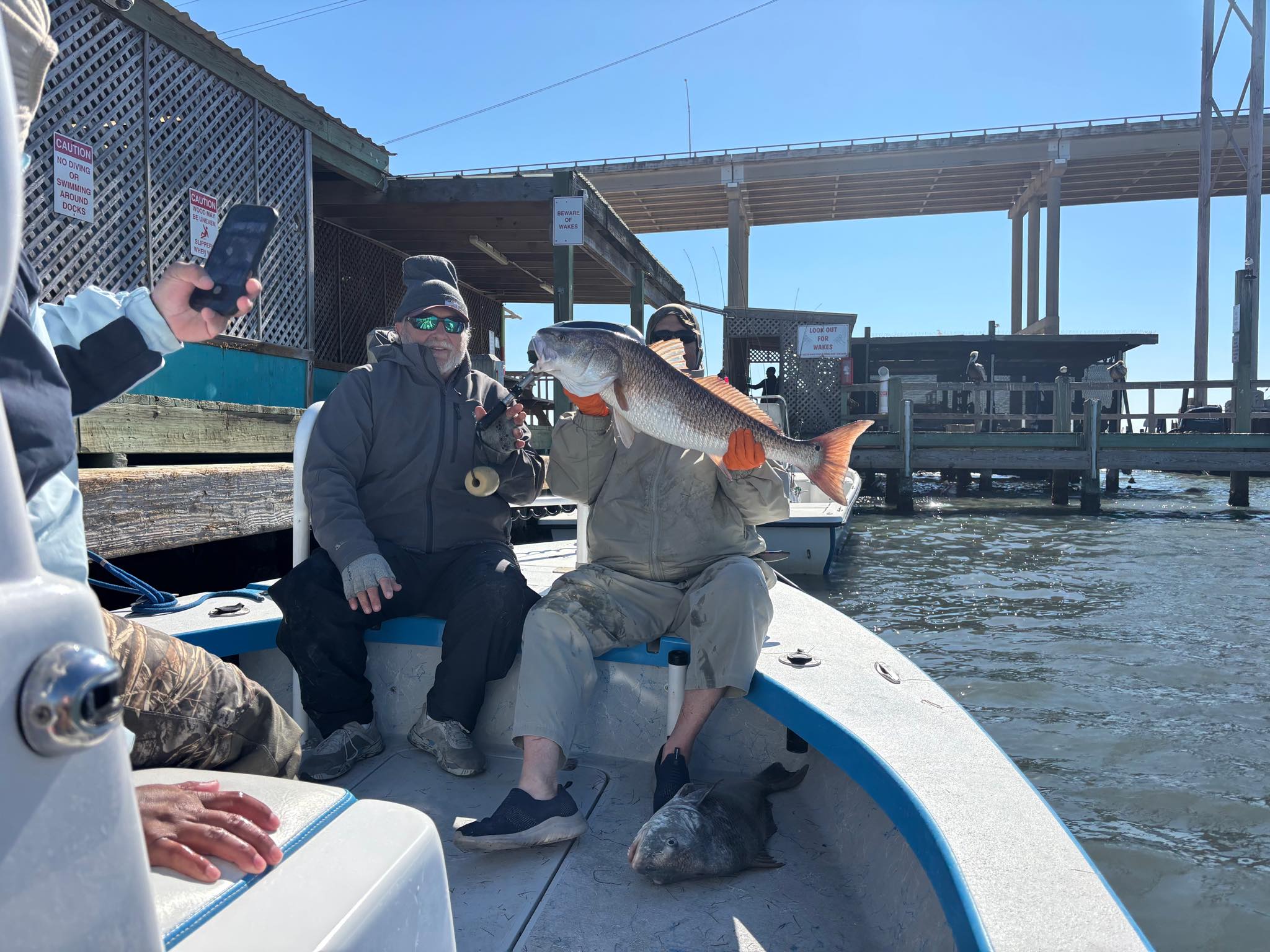 Redfish catch on fishing boat in Corpus Christi TX marina