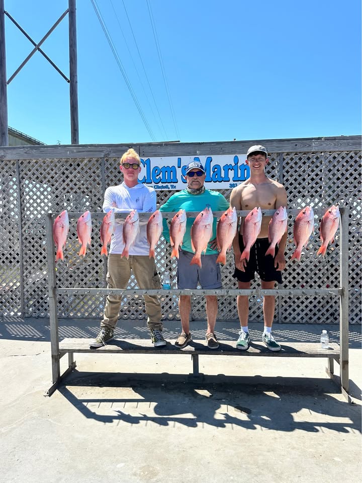 Red snapper fishing catch displayed on cleaning station in Corpus Christi TX