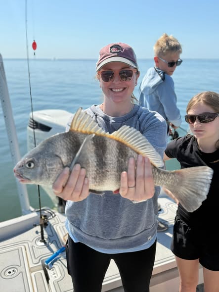 Black drum catch on fishing charter in Mount Pleasant SC