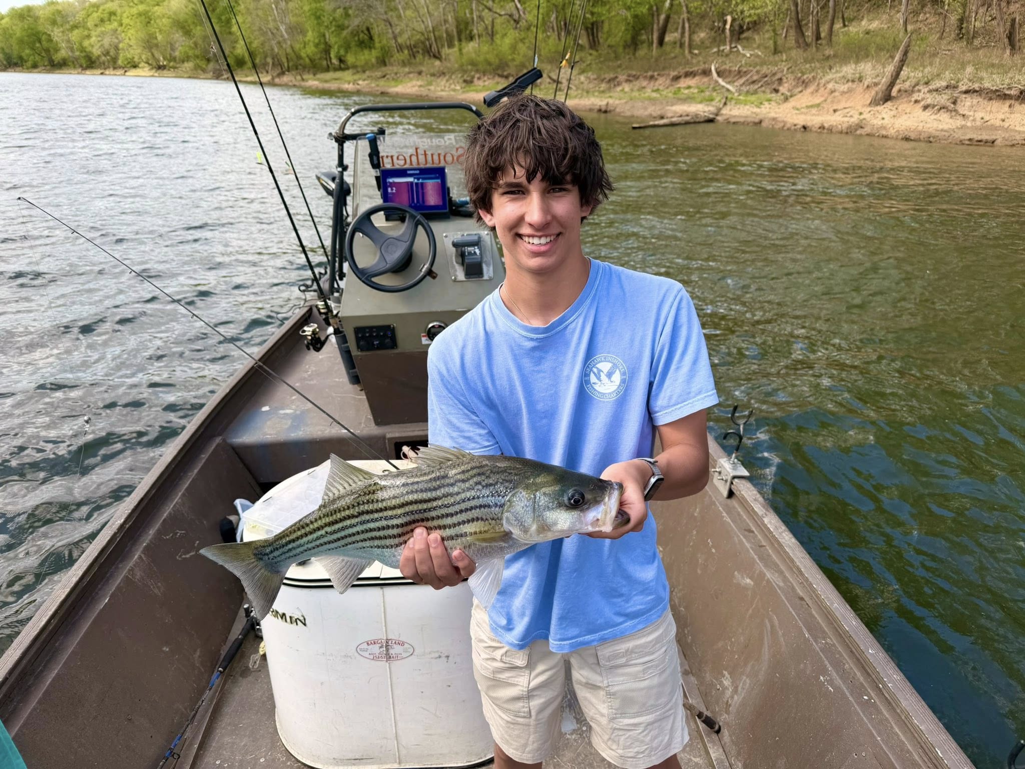Striped bass catch displayed on fishing boat in Weldon NC