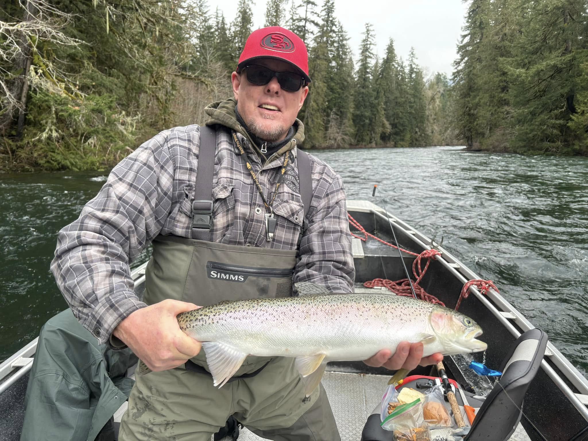 A single rainbow trout fish caught while fishing in BC