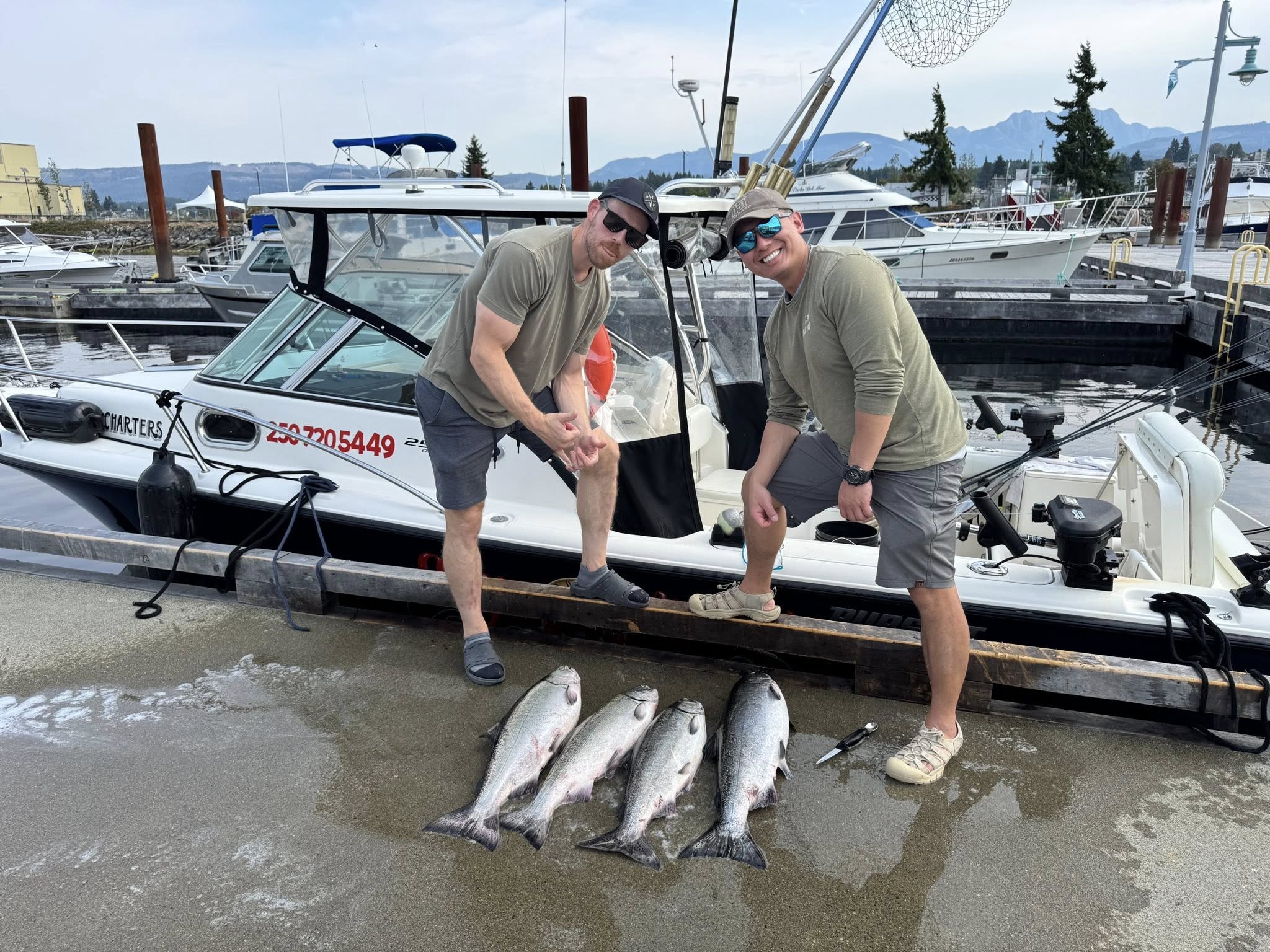 Sockeye salmon fishing charter boat on Alberni Inlet near Port Alberni, British Columbia