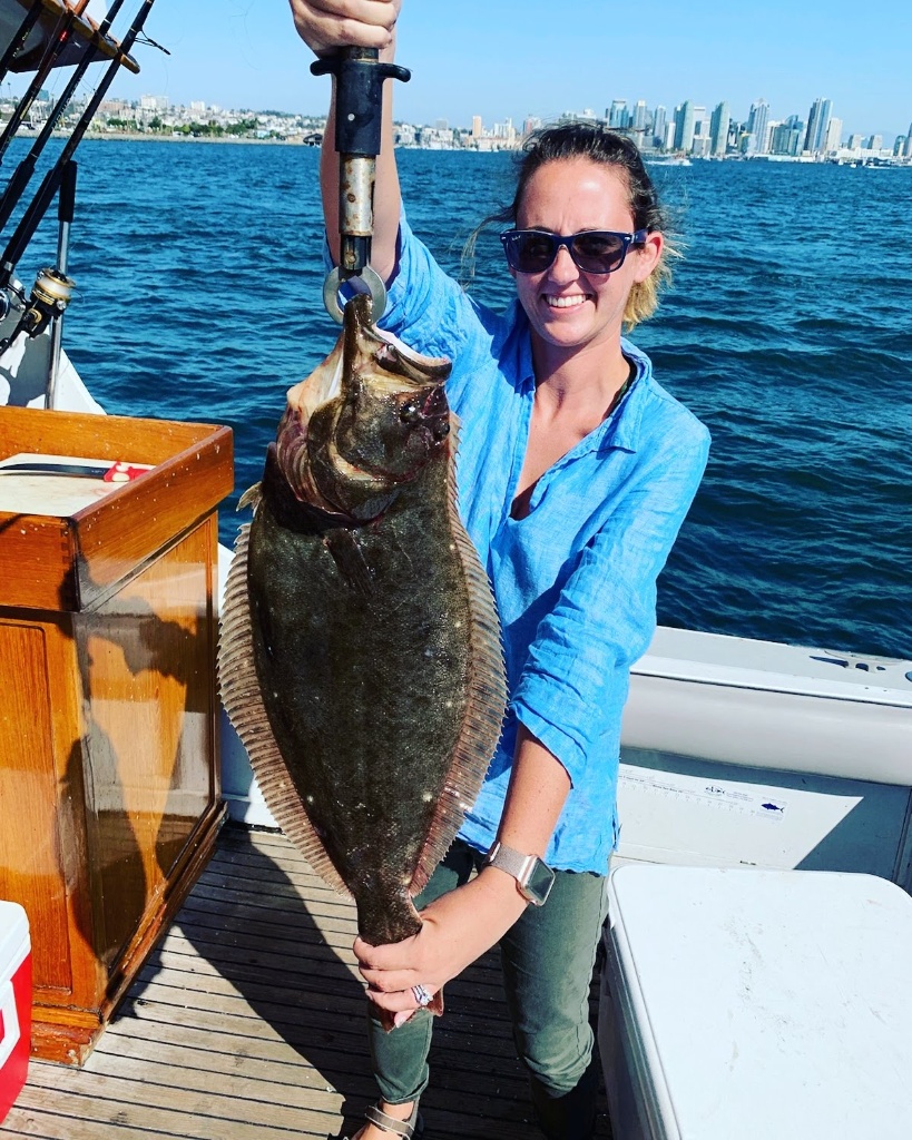 A California Flounder fish caught in San Diego