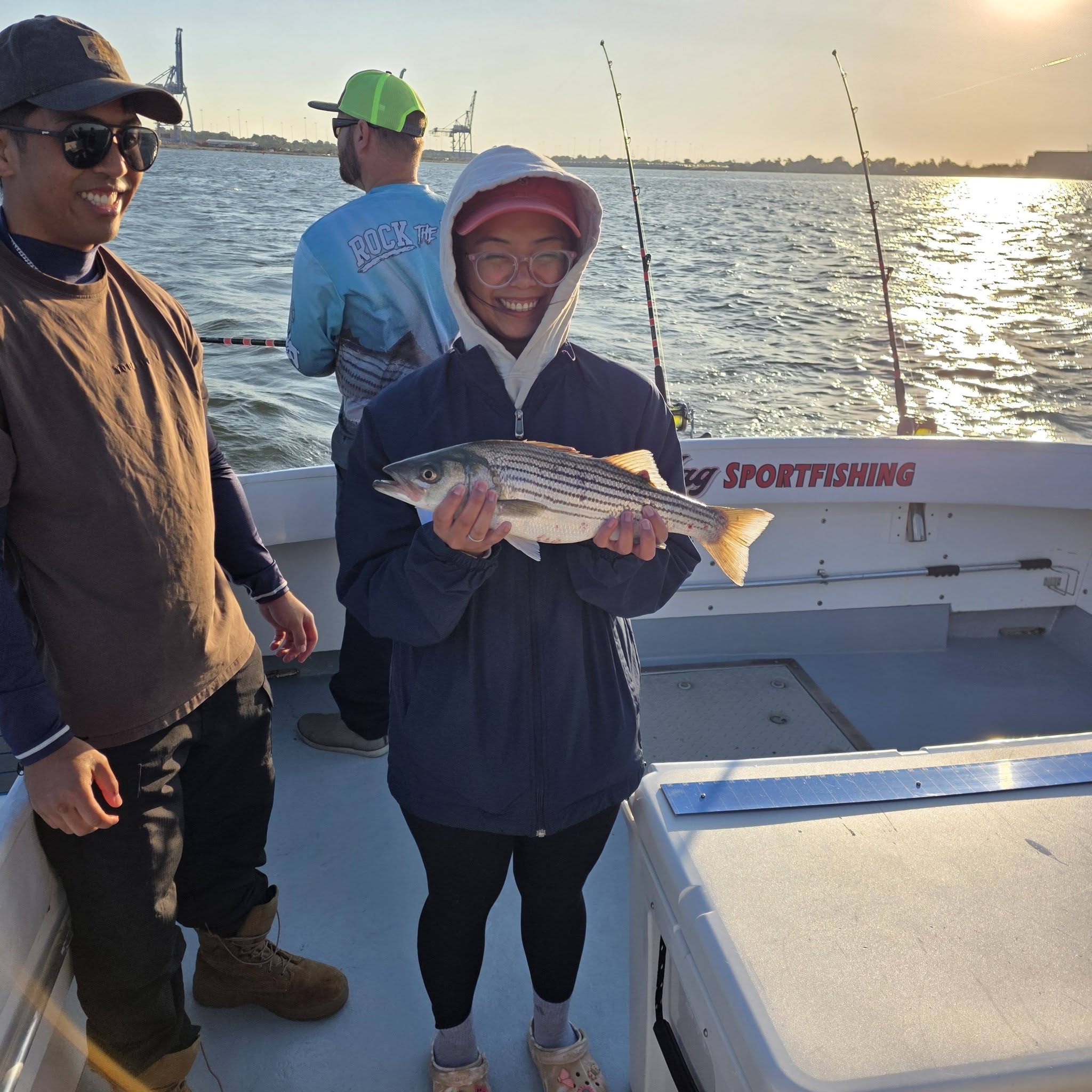Striped bass caught during fishing charter in Baltimore MD waters