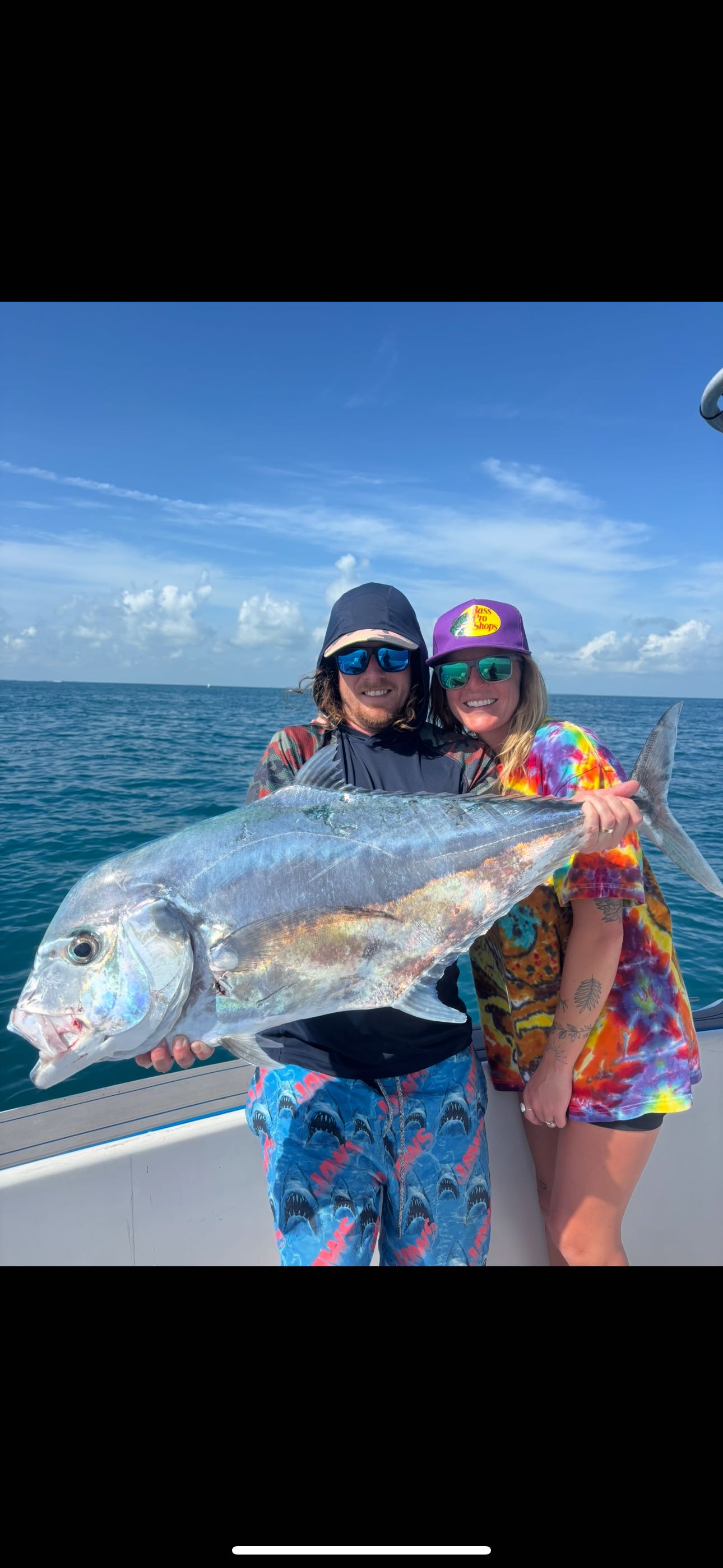 Photograph of a 31-inch African Pompano fish caught while fishing in Marathon, Florida