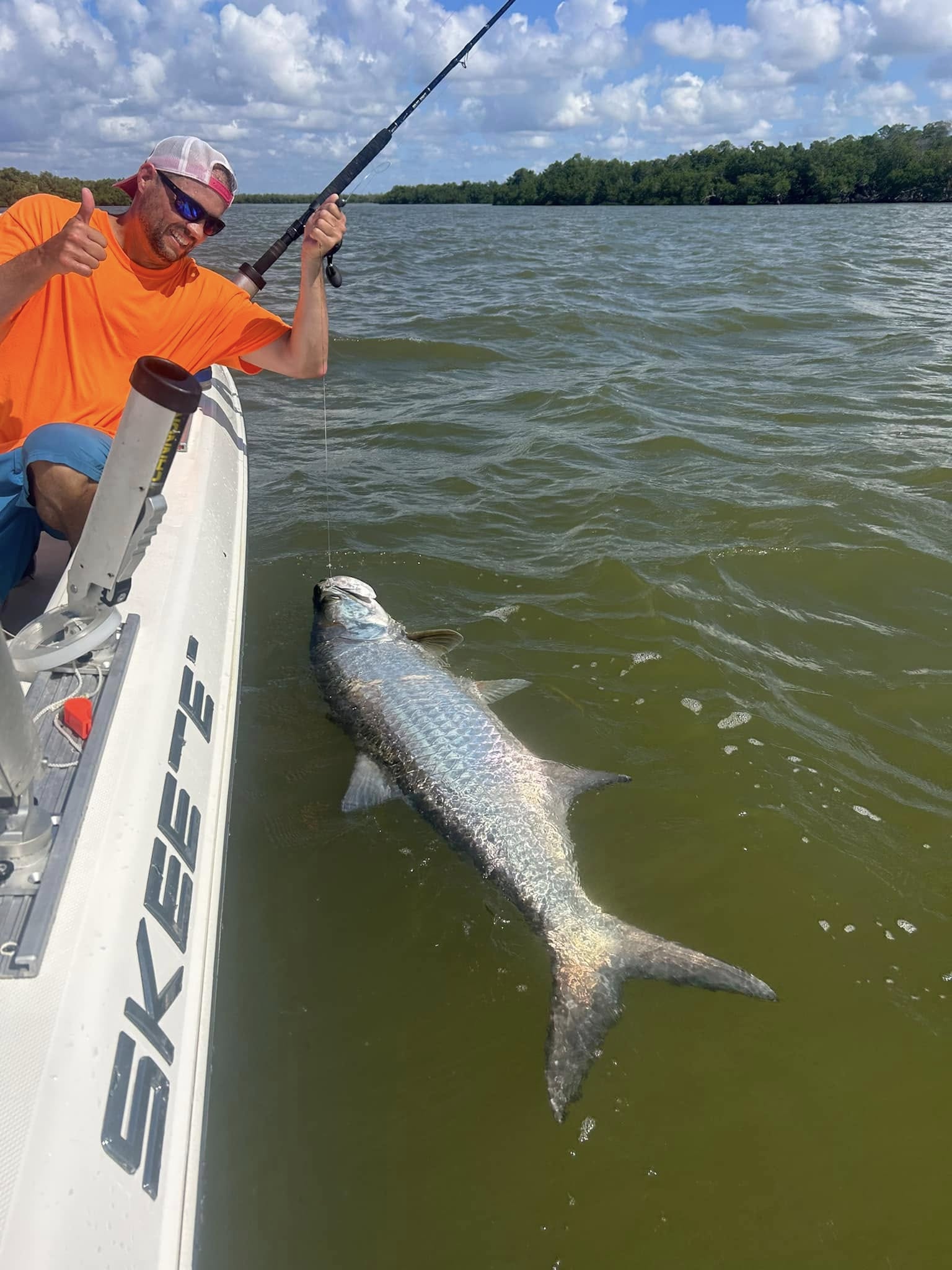Skilled angler targeting tarpon in 10000 Islands backcountry waters near Goodland Florida