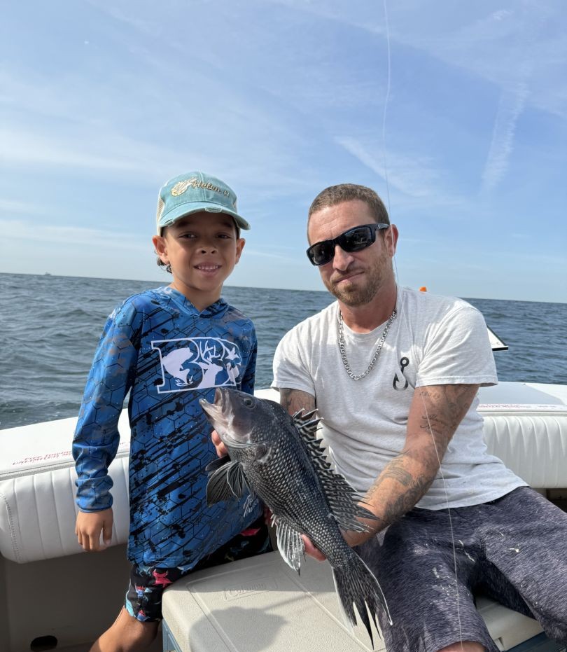 Black sea bass catch on fishing boat in Neptune City NJ waters