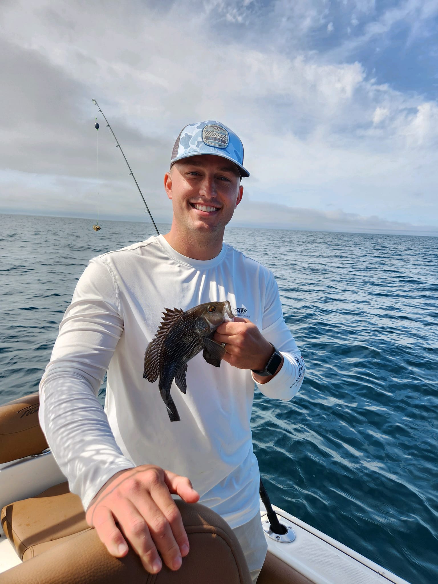 A single sea bass caught fishing in Stella