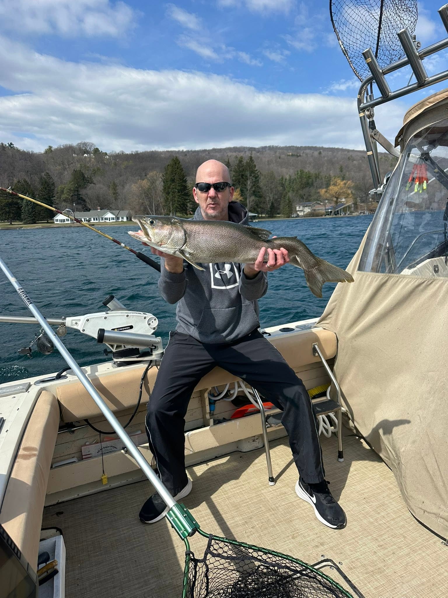 Lake trout caught fishing in South Bristol NY from boat on lake