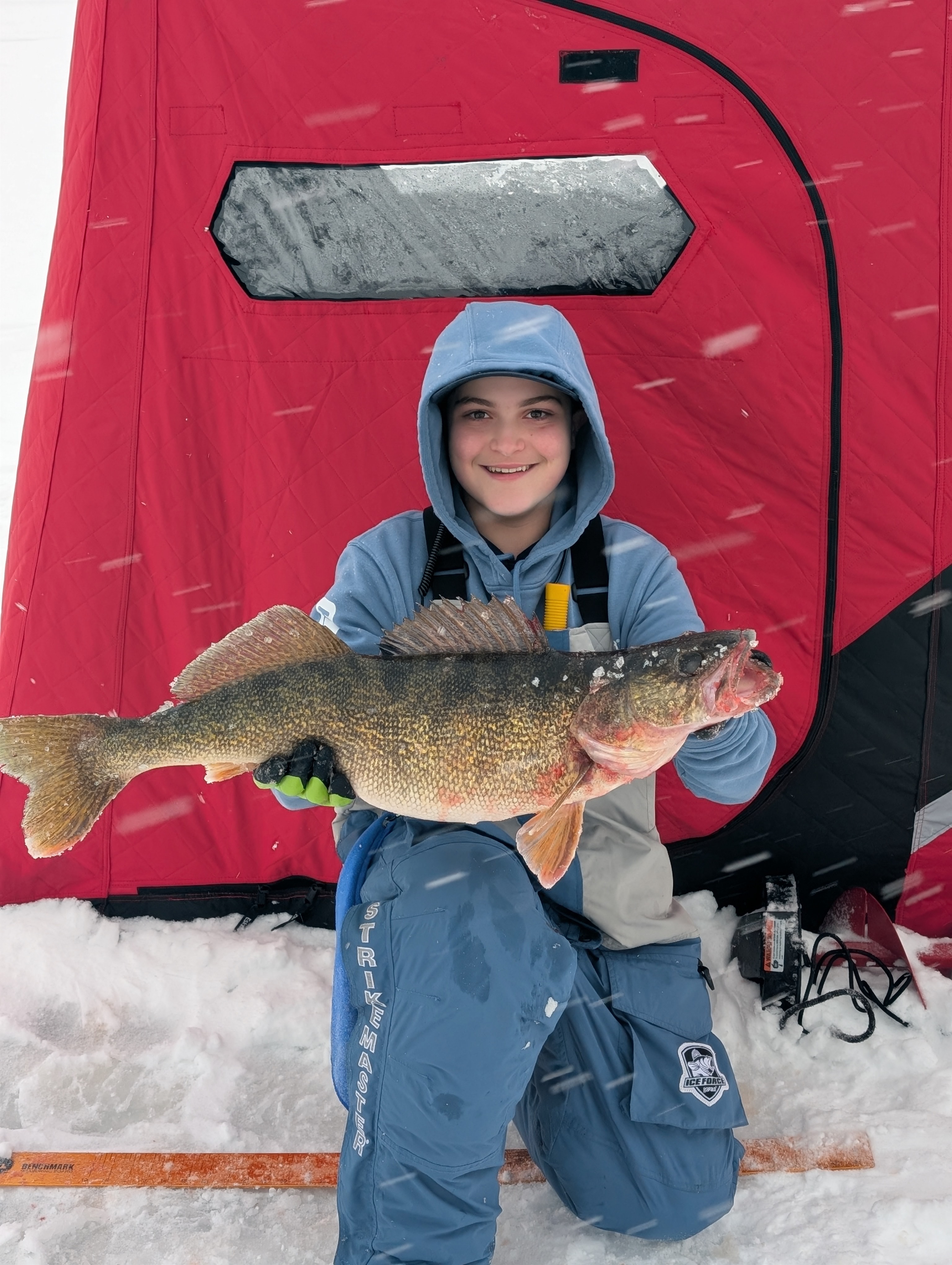 A lone walleye measuring 27 inches caught in Ogdensburg