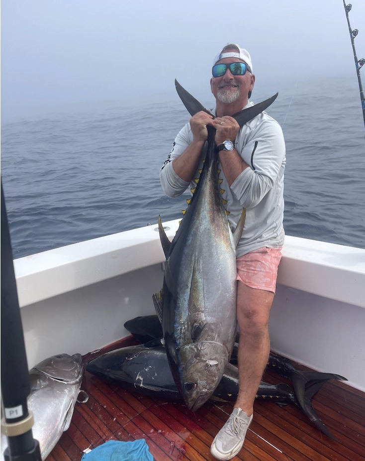 Large yellowfin tuna caught during fishing charter in Belmar NJ