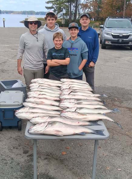 Five people enjoying a fishing trip in Lexington