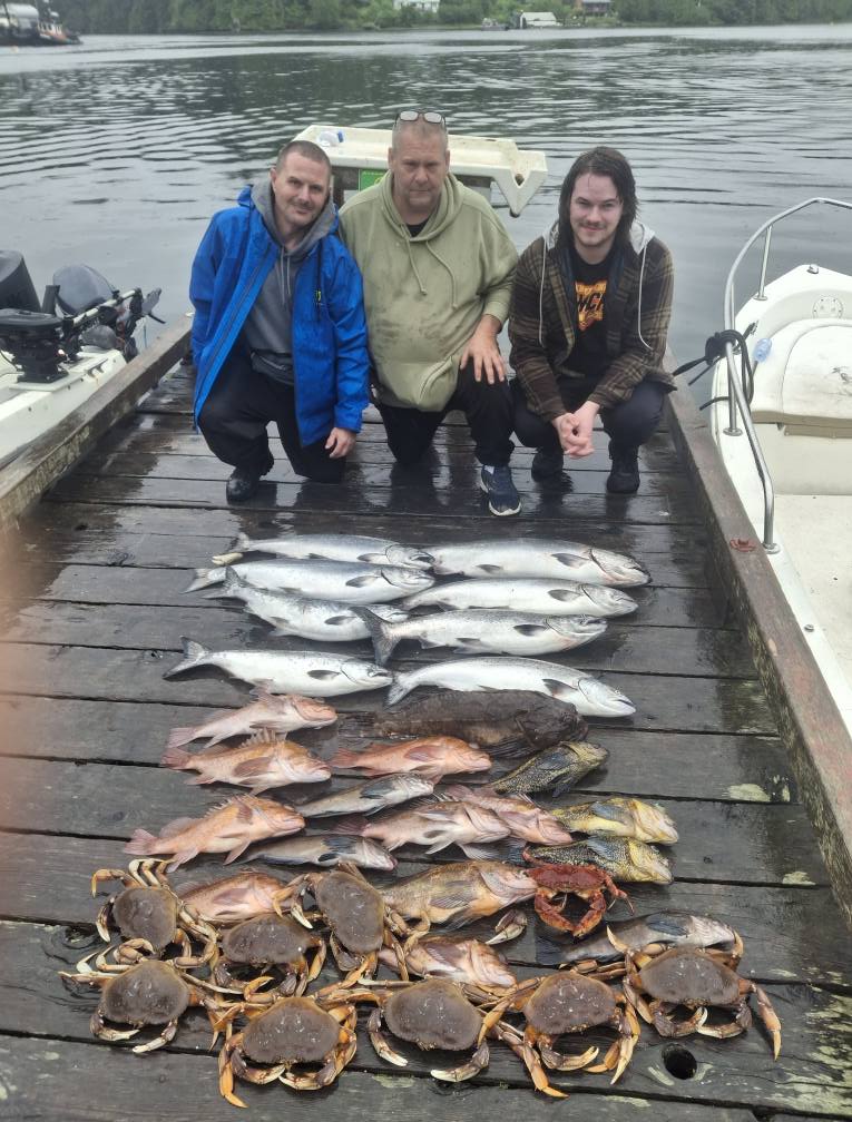 Multi-species fishing charter boat in Nanaimo BC waters targeting salmon, lingcod, crab and prawns
