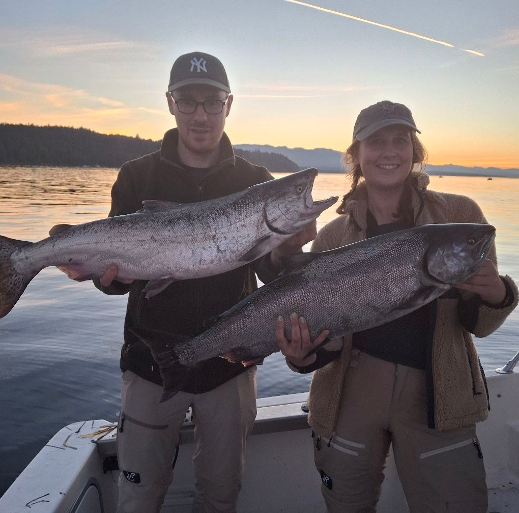 Half-day salmon fishing charter boat in French Creek BC waters targeting Chinook and Coho