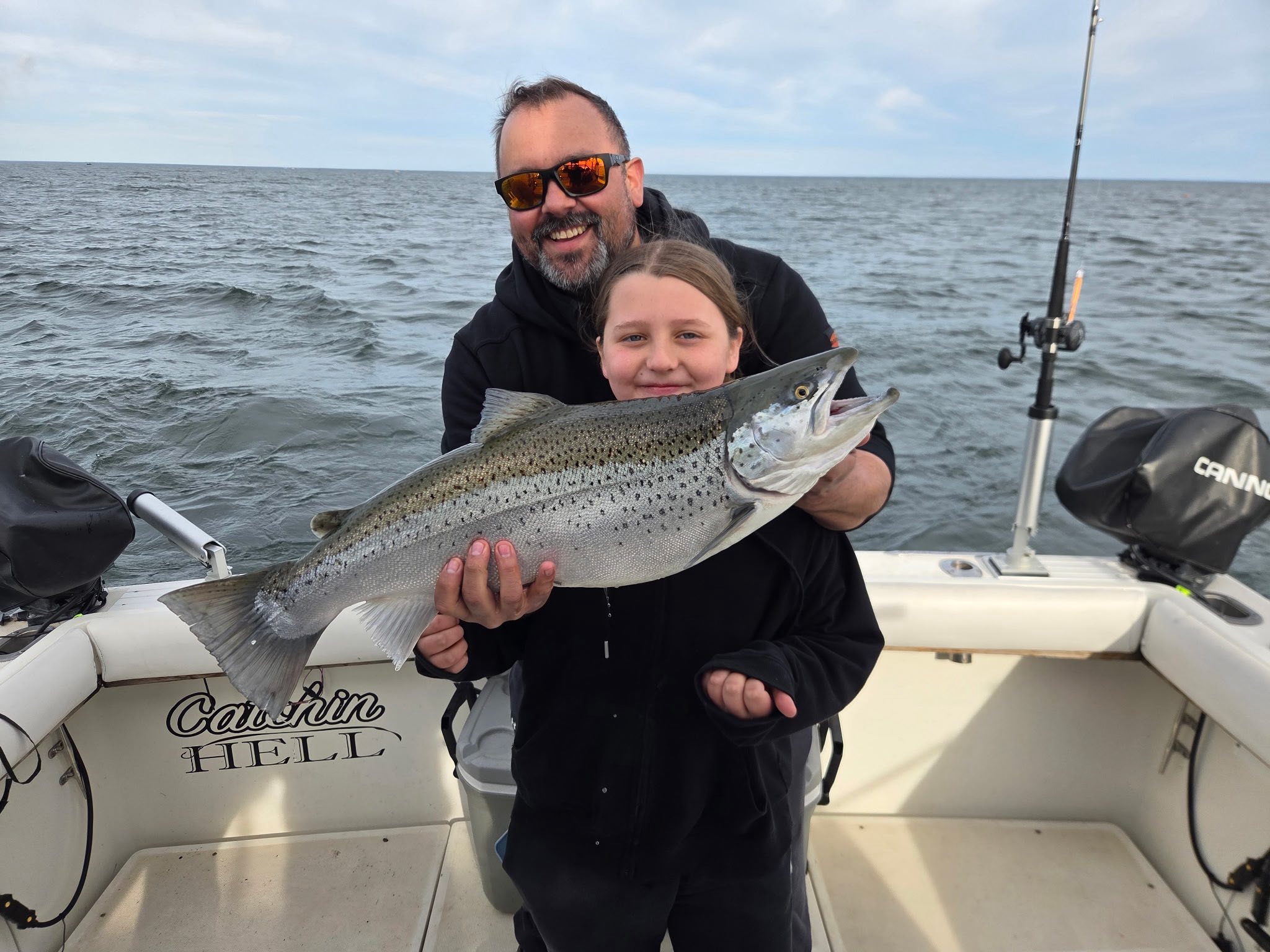 Atlantic salmon caught while fishing in Mexico NY on fishing boat
