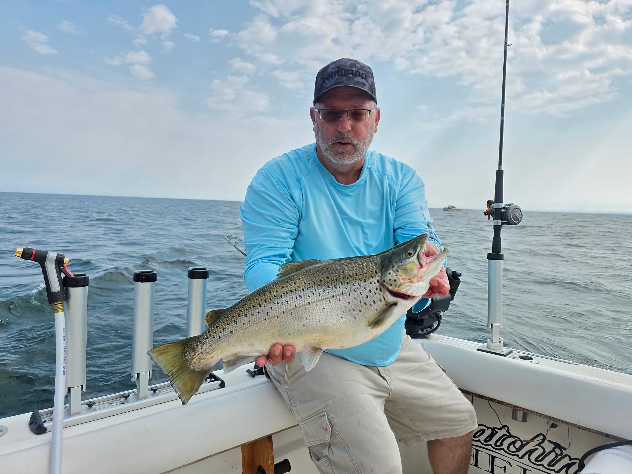 Brown trout fishing success on boat in Mexico NY waters