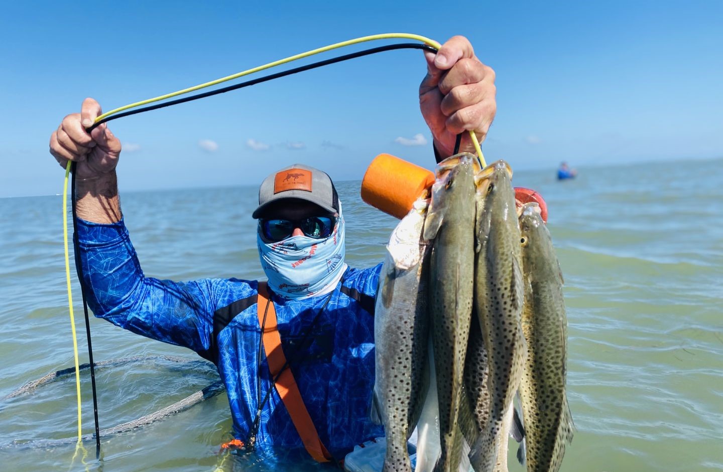 Speckled trout fishing success in Corpus Christi TX showing multiple caught fish