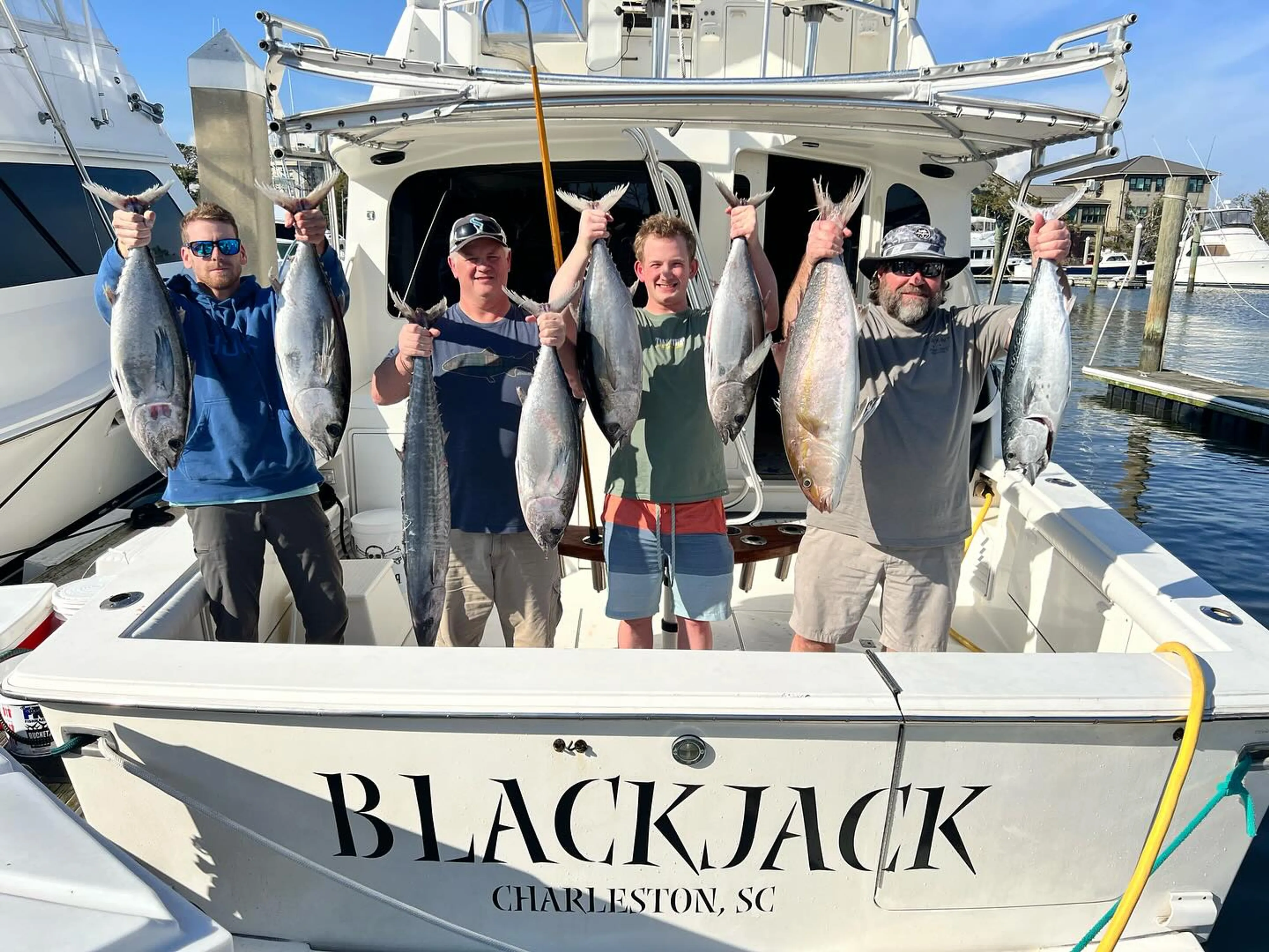 7 blackfin tuna and little tunny fish caught during a cruises and fishing trip in SC