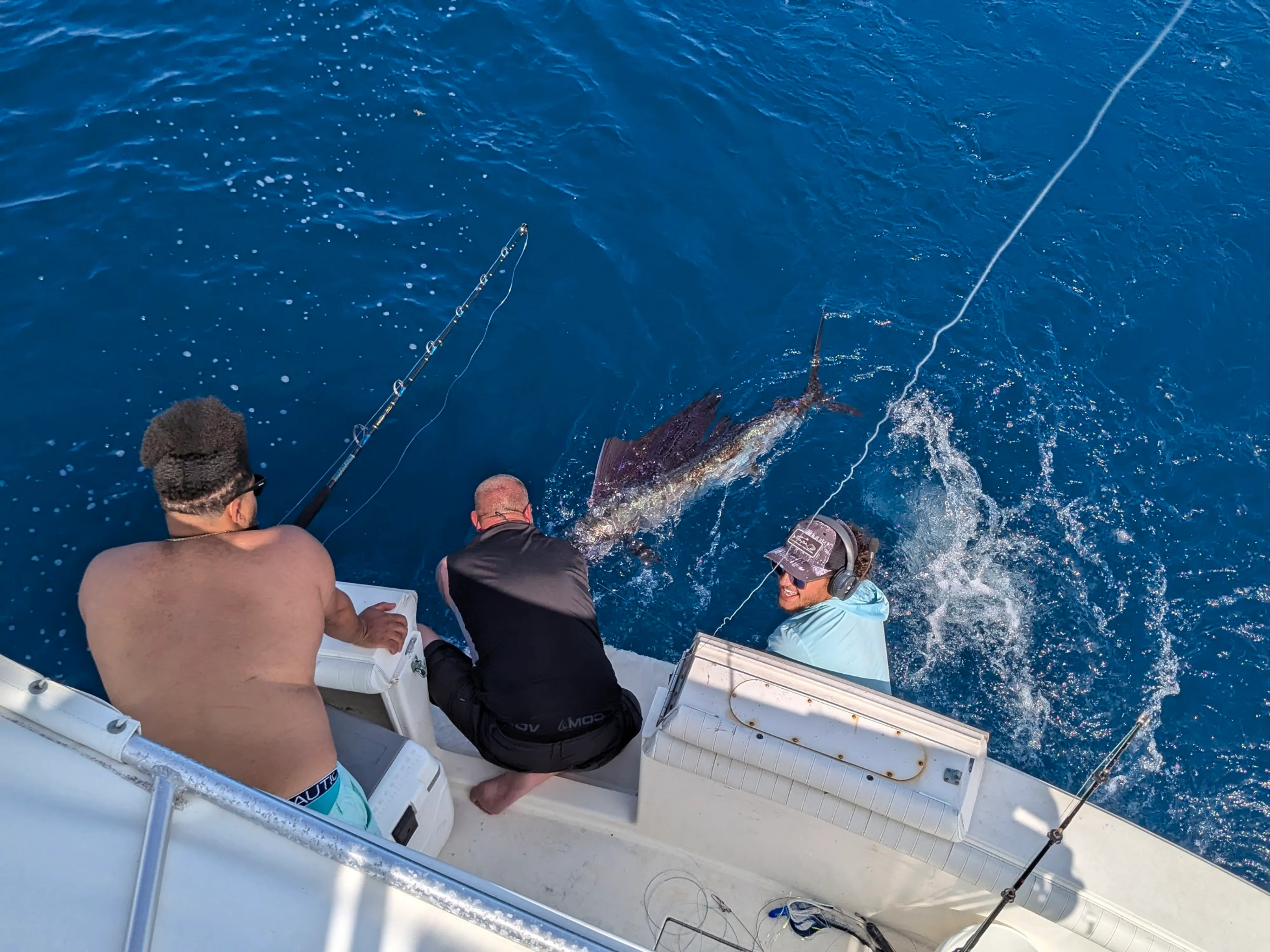 Two people enjoying a scenic cruise and fishing trip in SC