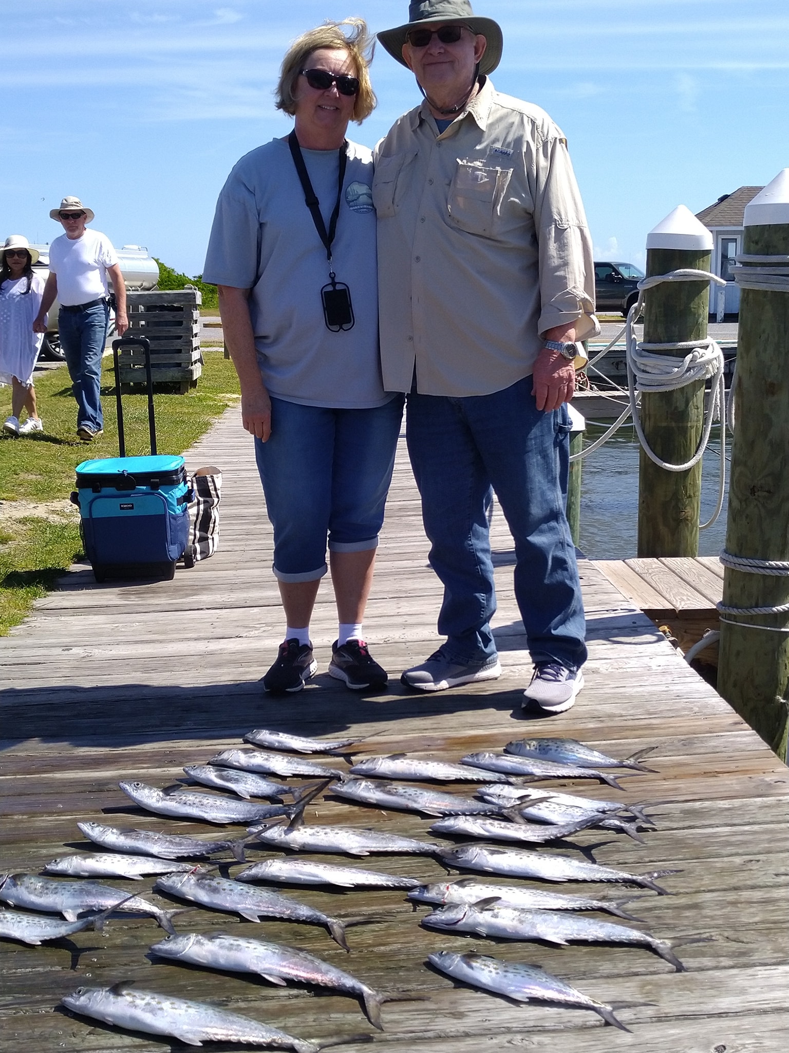 Six spanish mackerel and coho salmon caught by four people fishing in Nags Head