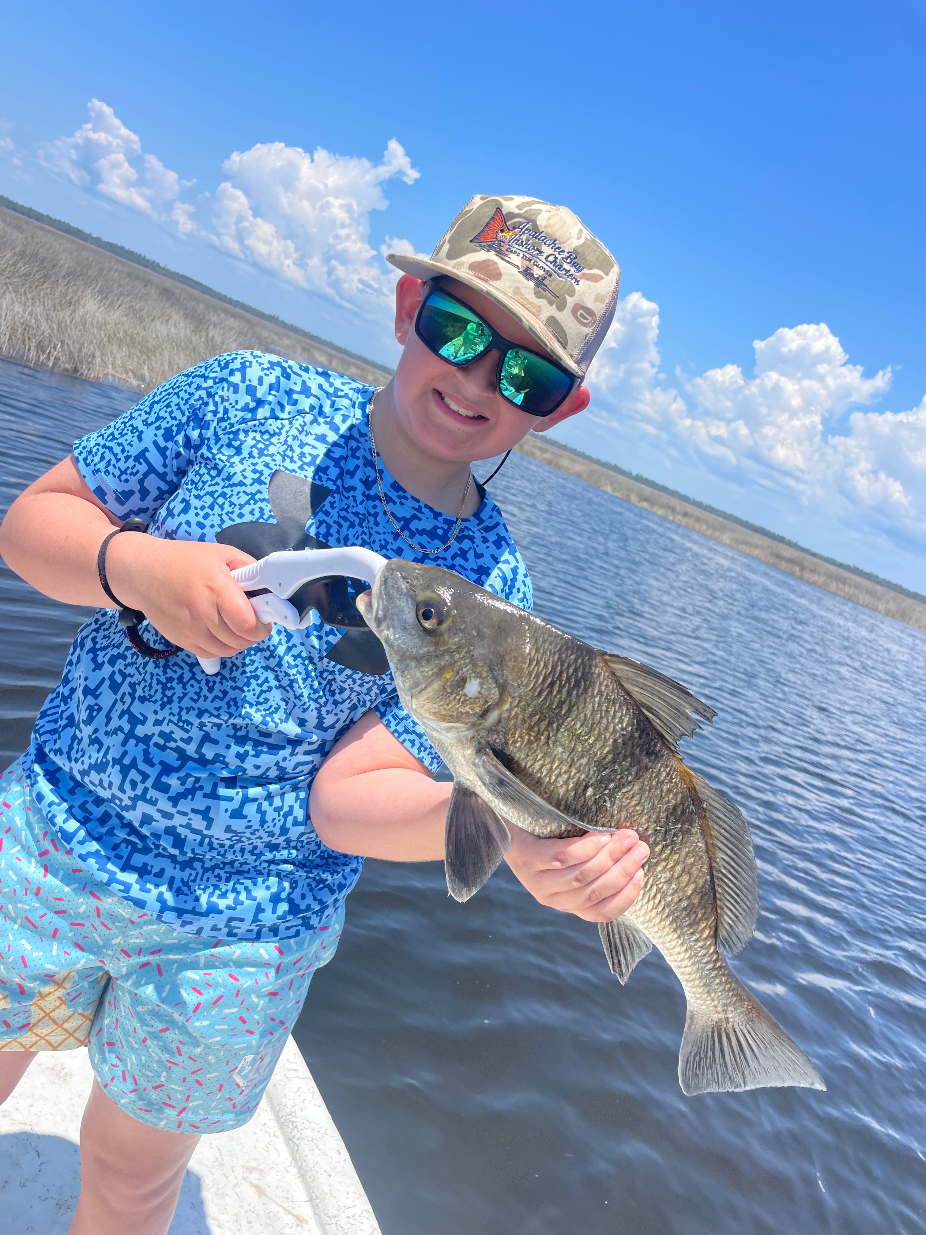 Black drum fish catch during fishing charter in Tallahassee FL waters