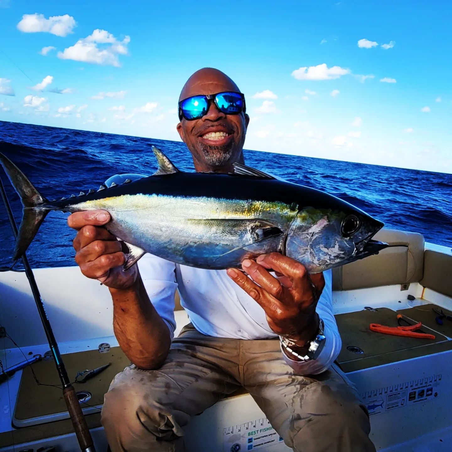 Angler with a large blackfin tuna caught at St Simons Island