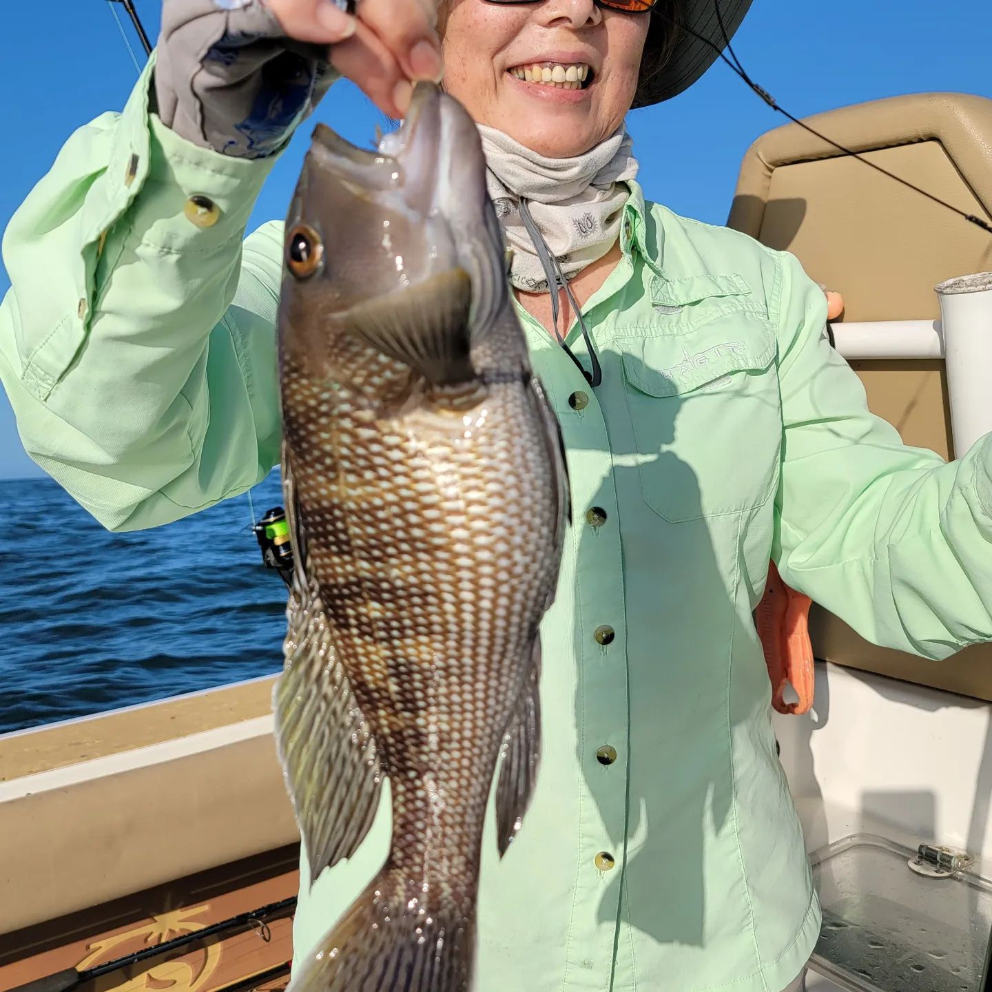 Catch of a sea bass measuring 19 inches at St Simons Island