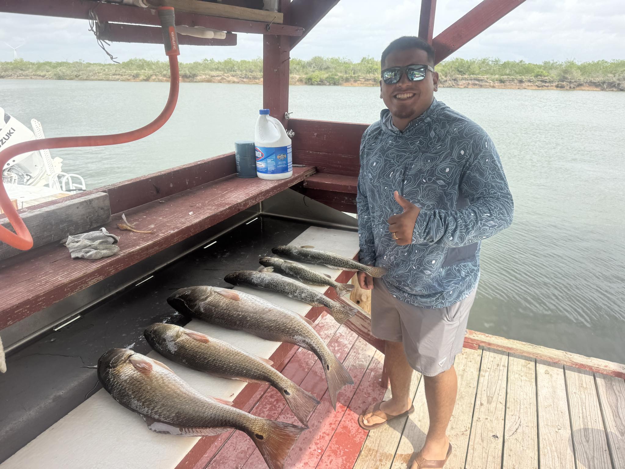 Multiple redfish and speckled trout caught on fishing boat in Arroyo City Texas