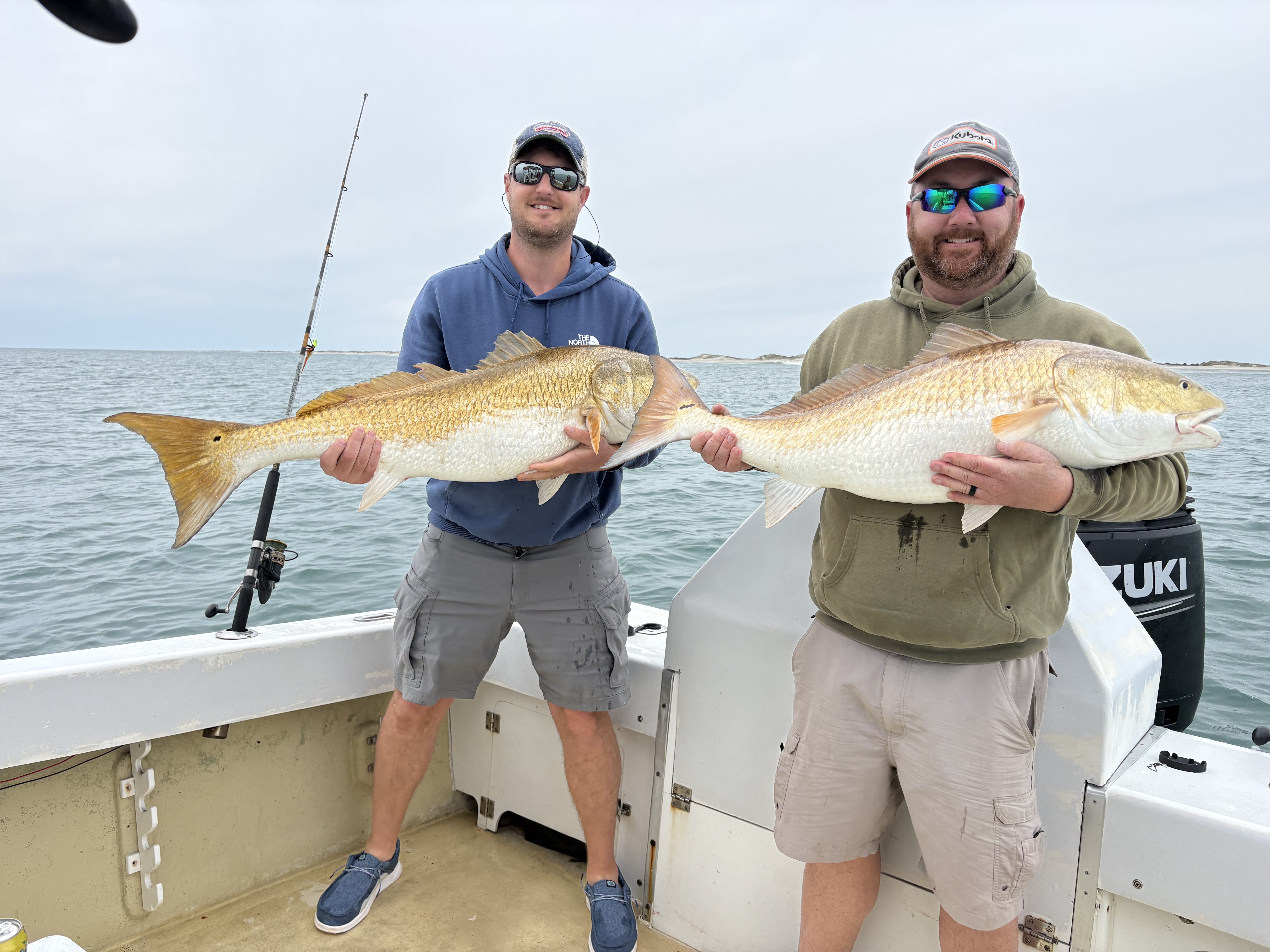 Two large redfish caught during fishing trip in Ocracoke NC