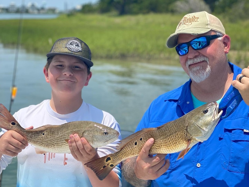 Two redfish, 15 inches each, caught in NC