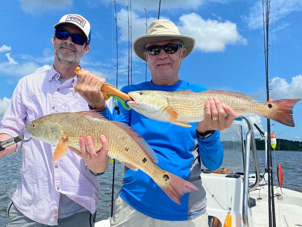 Two redfish measuring 25 inches each caught in NC