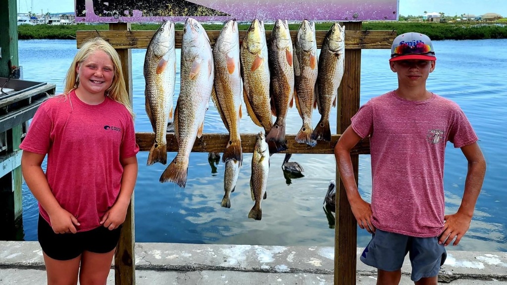 Seven redfish caught in Rockport