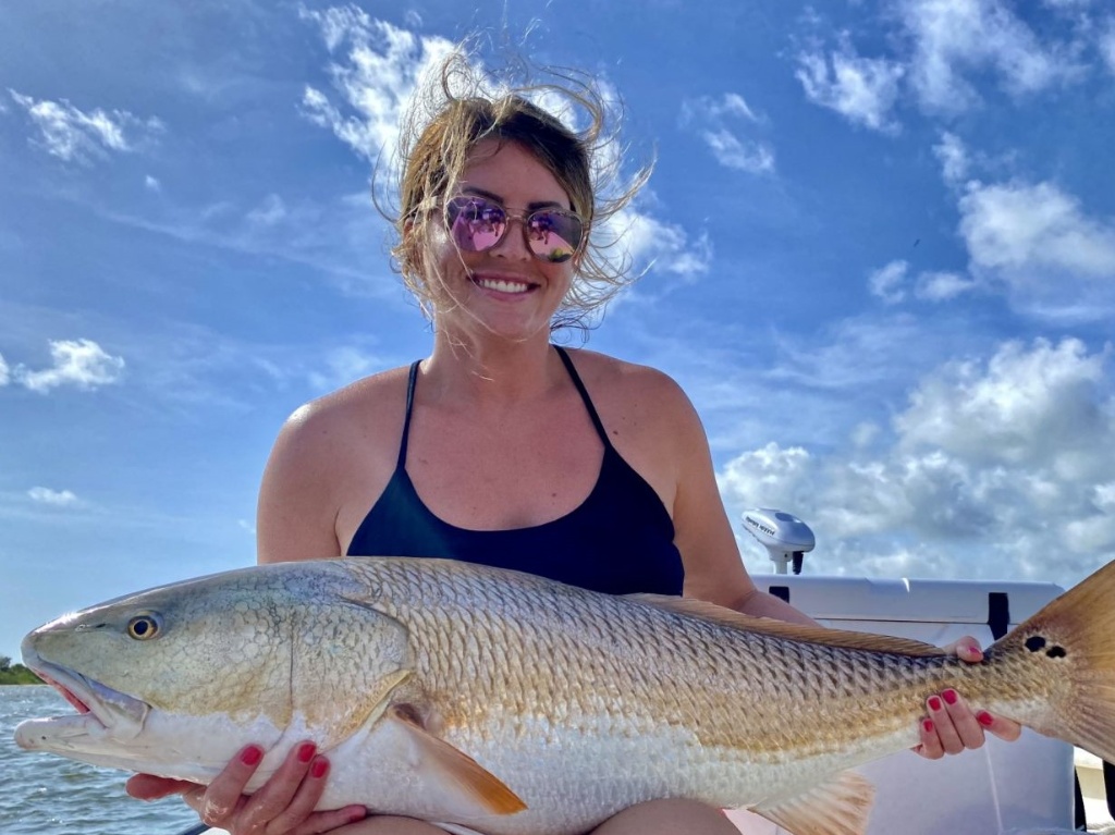 A single redfish, 33 inches long, caught in Edgewater
