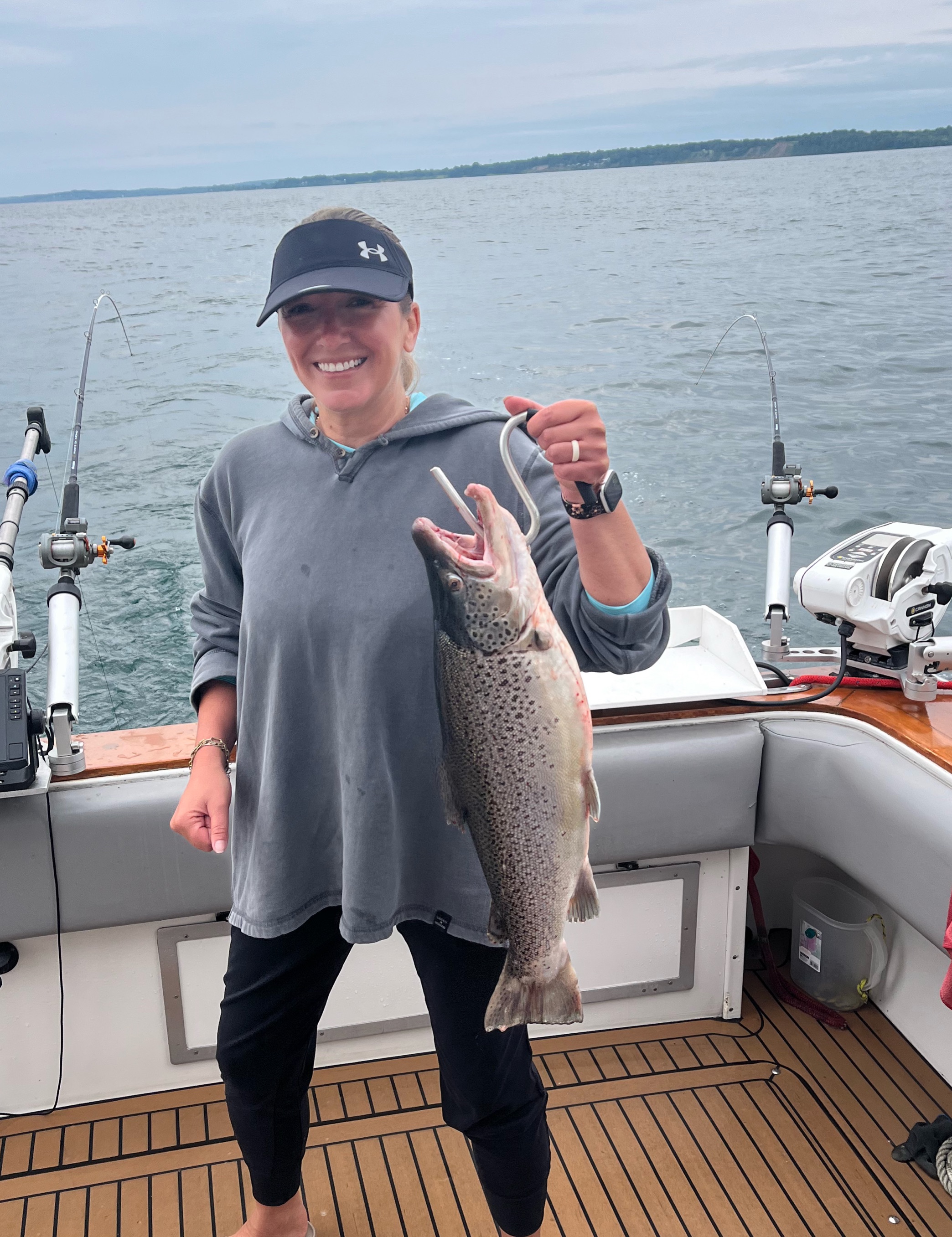 Brown trout caught fishing at Sodus Point NY on boat deck