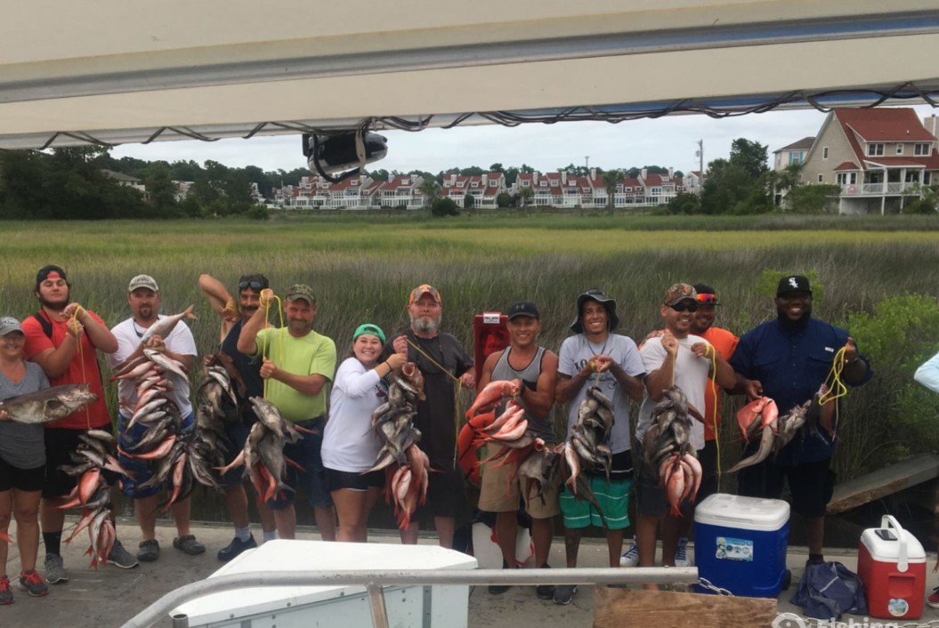 Group of 11 people fishing in South Carolina