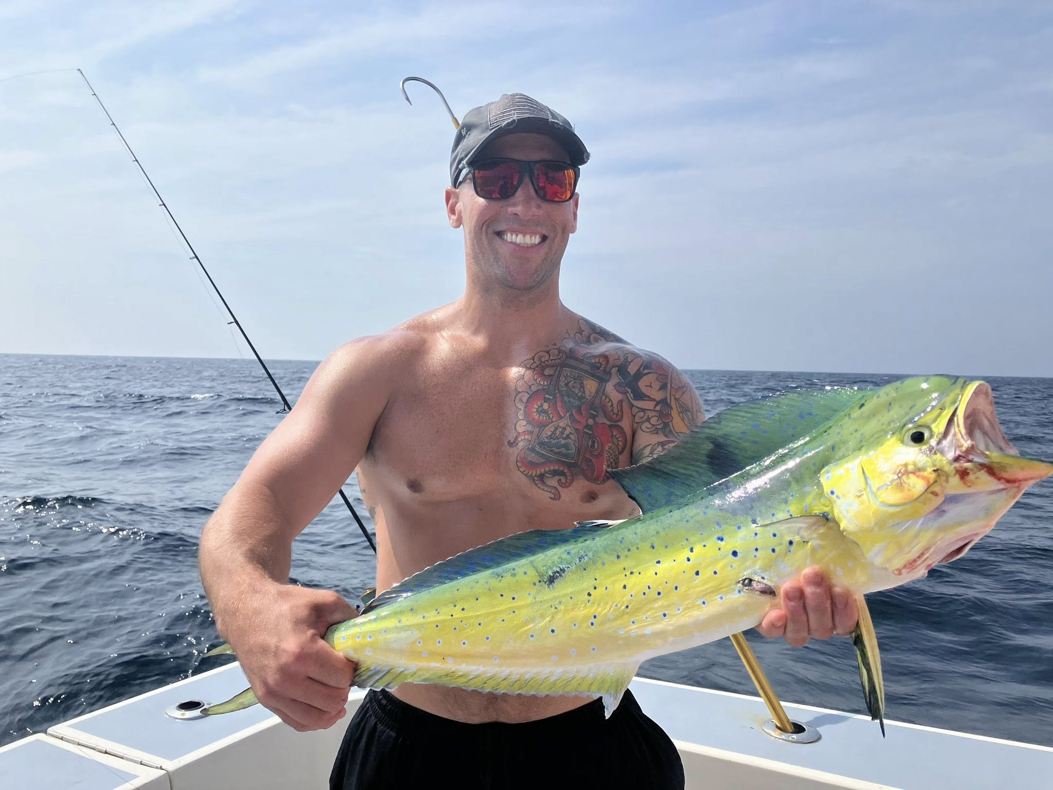 Mahi mahi catch displayed on fishing boat in Lewes DE waters
