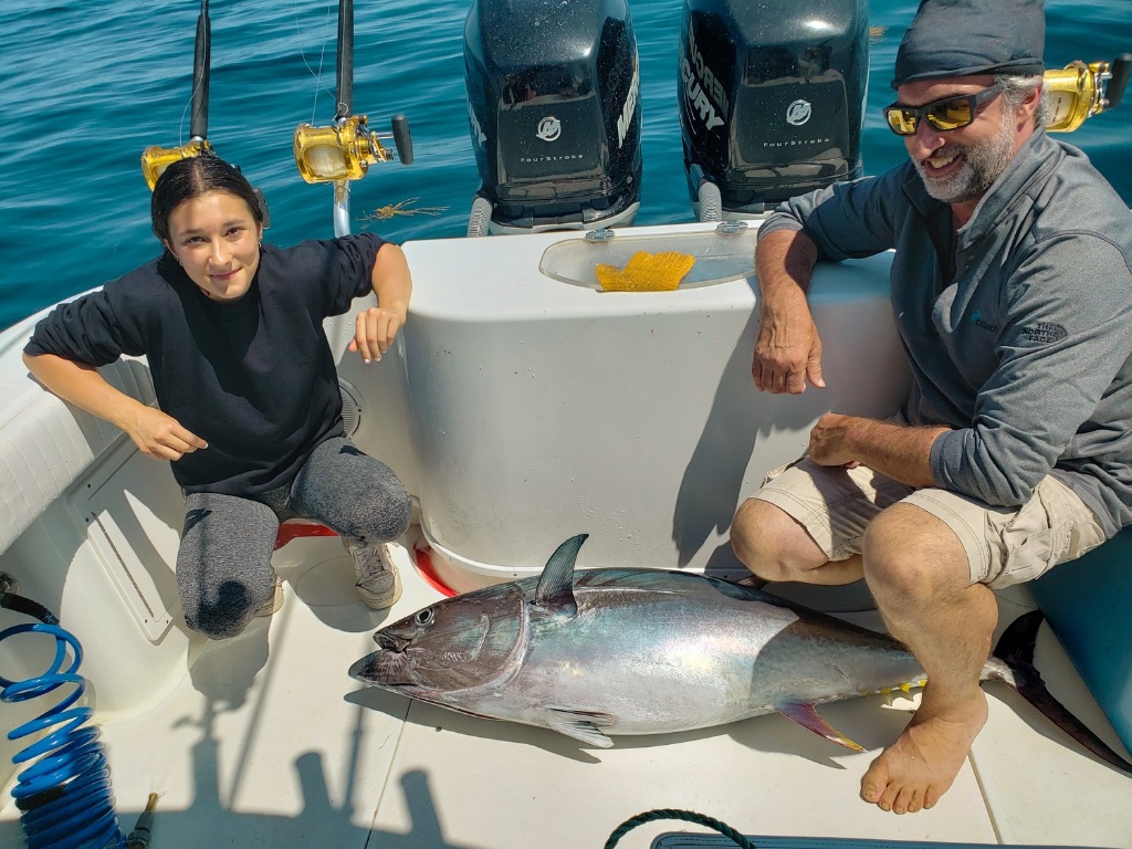 Yellowfin tuna, a huge 29-inch fish, caught in NH