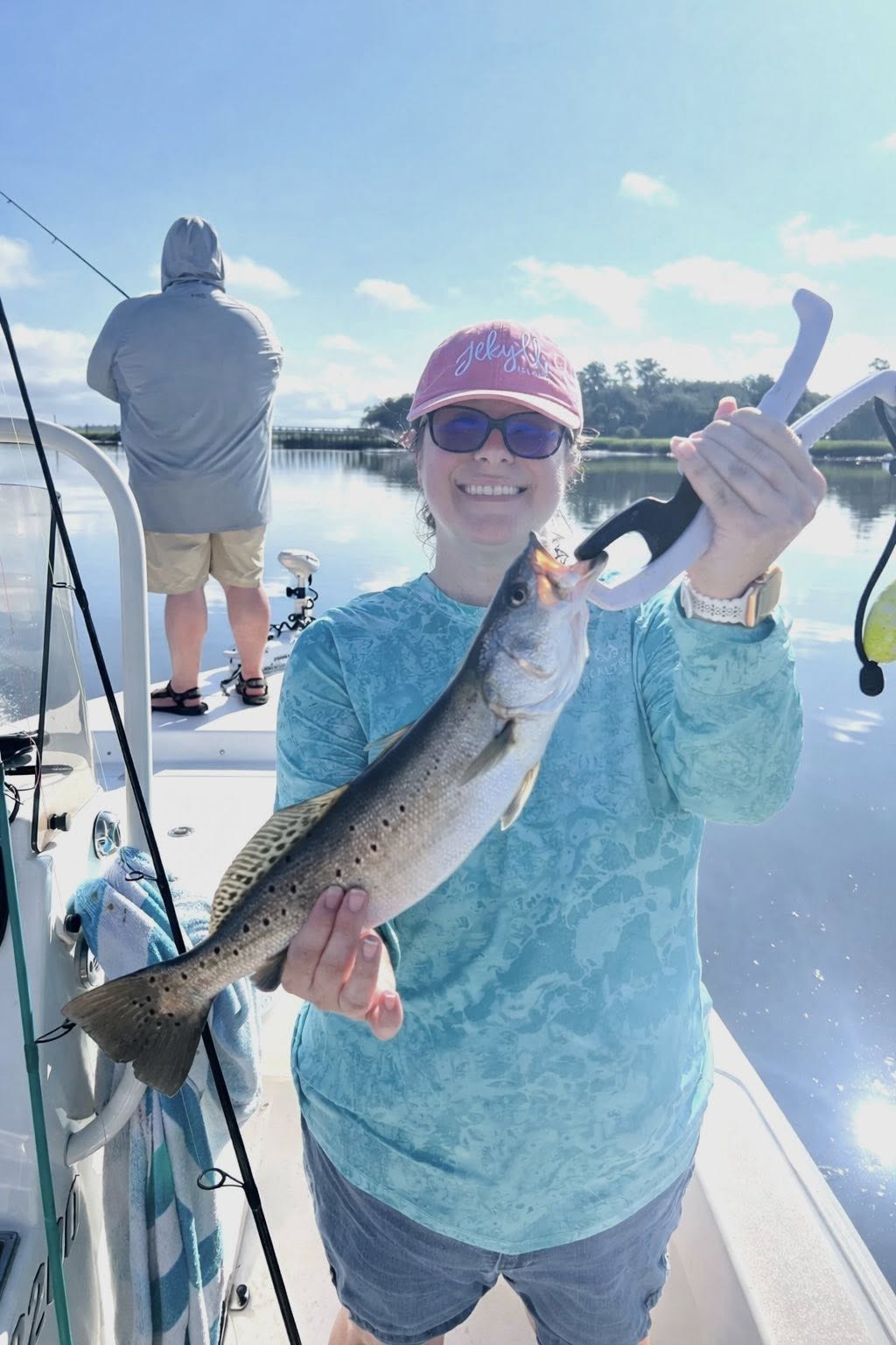 Speckled trout catch displayed on fishing boat in Brunswick GA waters