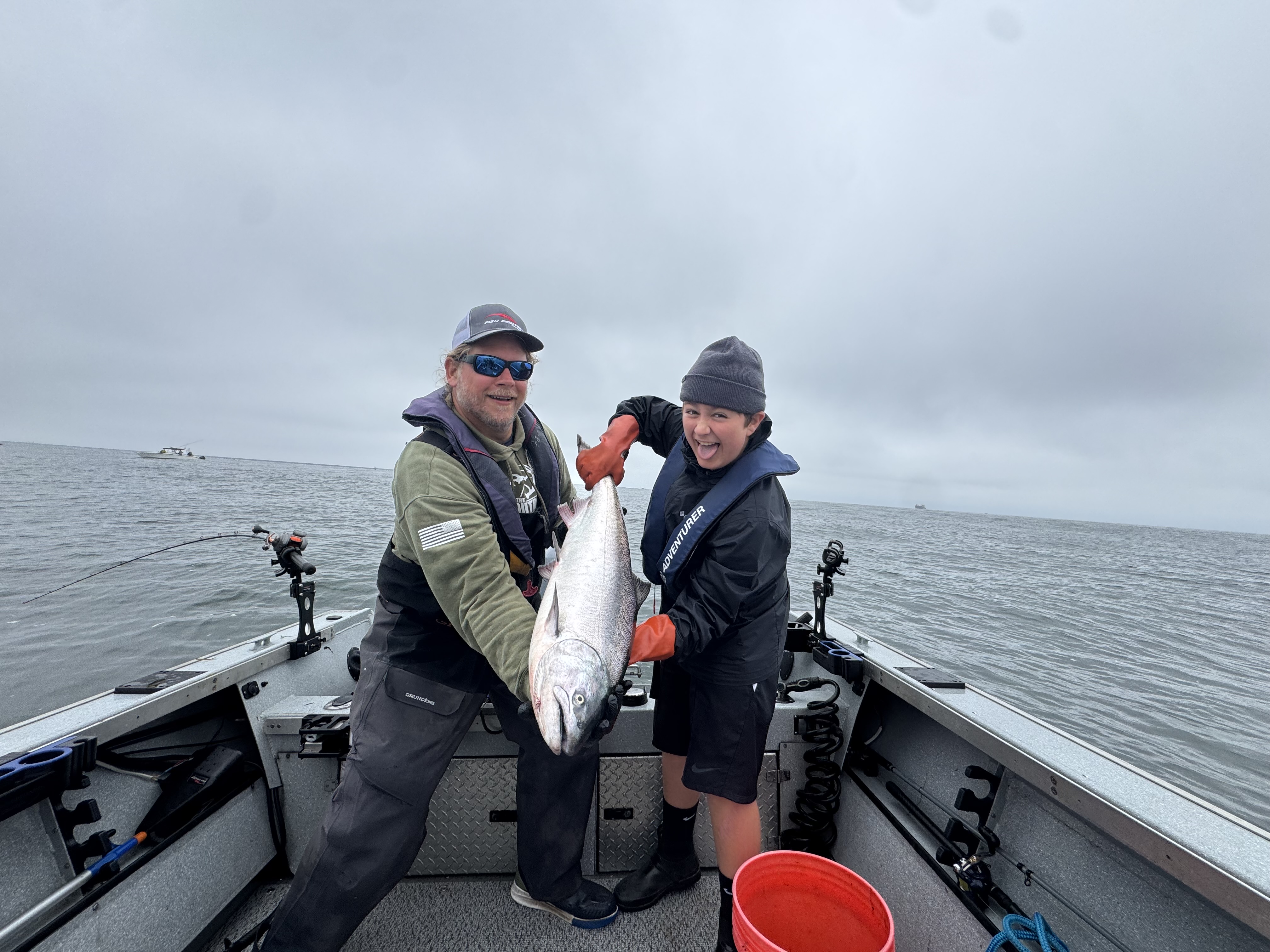 Chinook salmon catch on fishing boat in Astoria OR waters