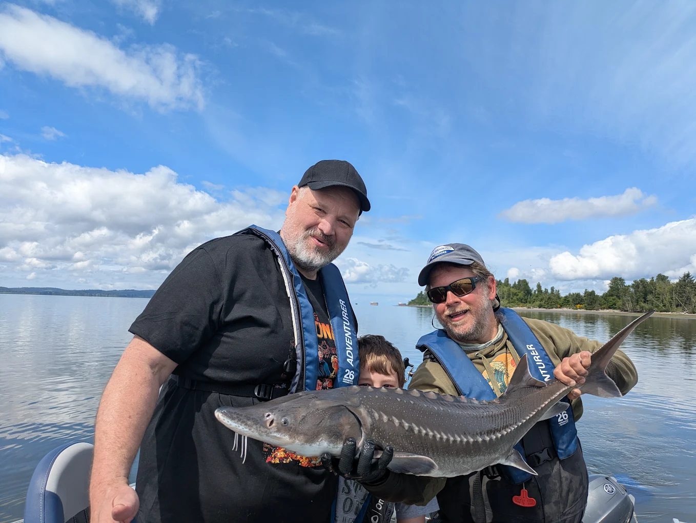 White sturgeon catch on fishing boat in Astoria Oregon waters