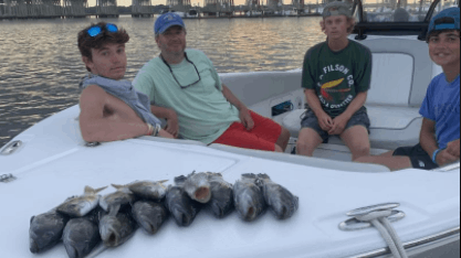 Group of four people fishing in South Carolina