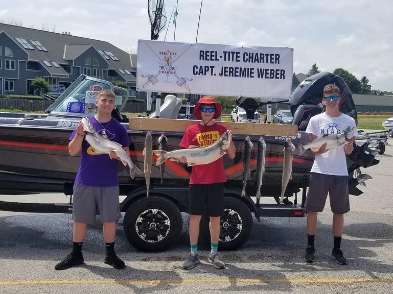 3 people enjoying a great fishing day in Cassopolis